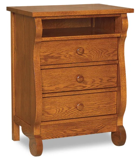 Old Classic Sleigh 3 Drawer Night Stand with Opening