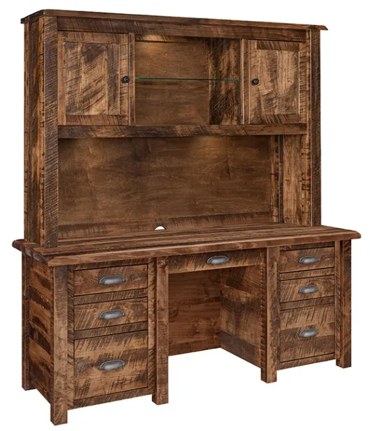 El Paso Double Pedestal Desk with Hutch