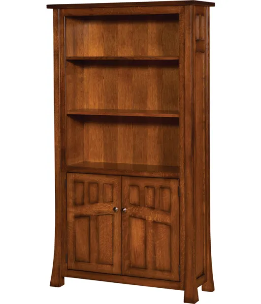 Bridgefort Mission Bookcase with Bottom Doors