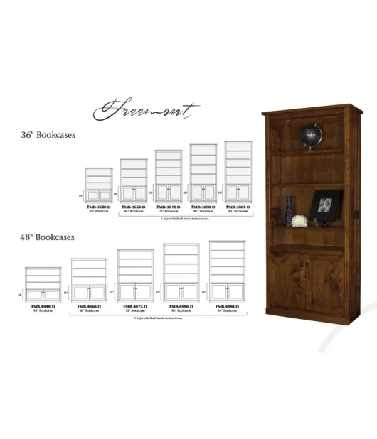 Freemont Mission Bookcase with Bottom Doors