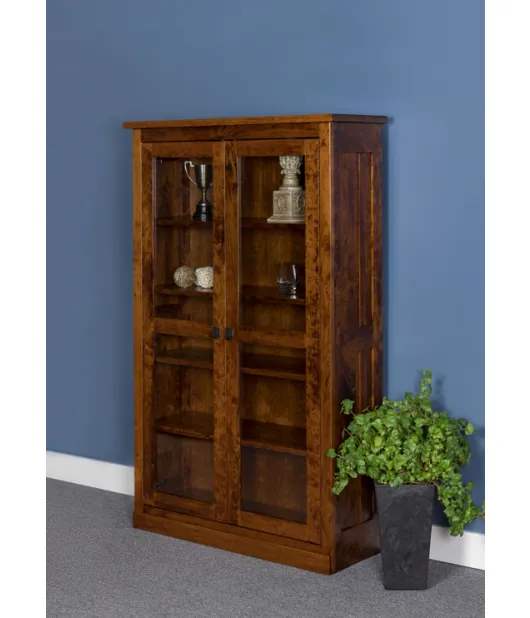 Freemont Mission Bookcase with Full Length Glass Doors