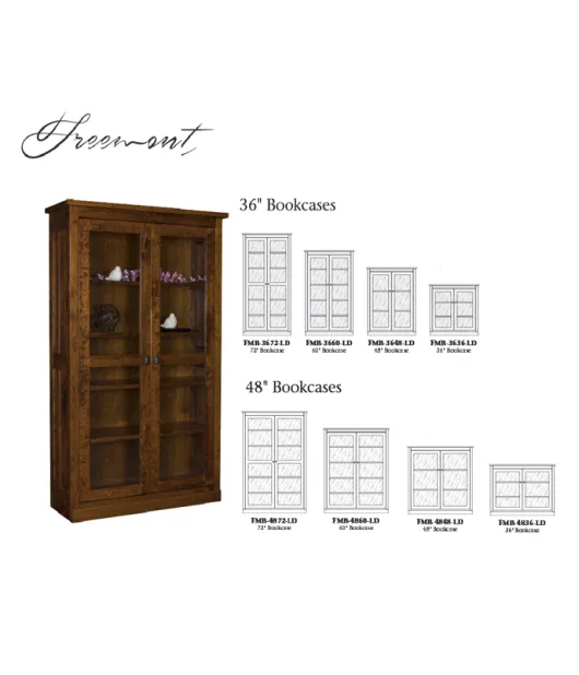 Freemont Mission Bookcase with Full Length Glass Doors