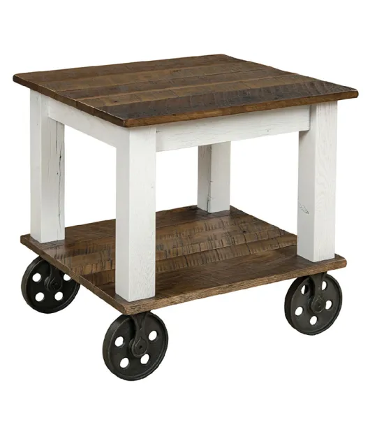 Mill Cart End Table with Wheels