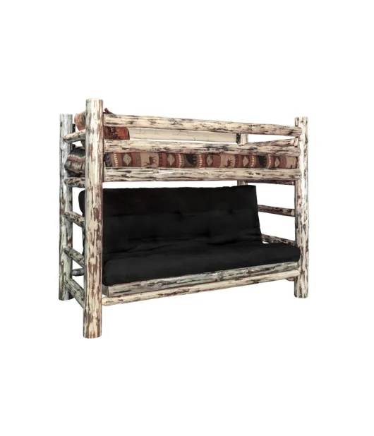 Montana Twin Bunk Bed over Futon Frame with Mattress