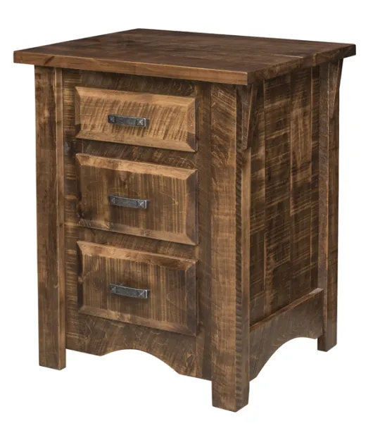 Rough Cut Maplewood 3 Drawer Nightstand